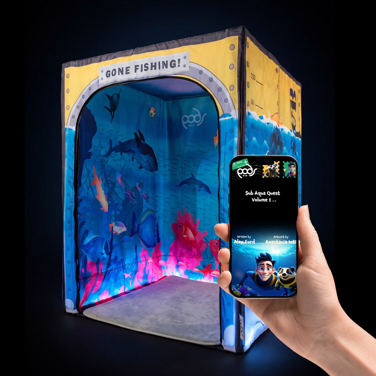 PODSgo Sub Aqua Quest Adventure Bundle – kids' portable pop-up sensory play tent by PODS Play