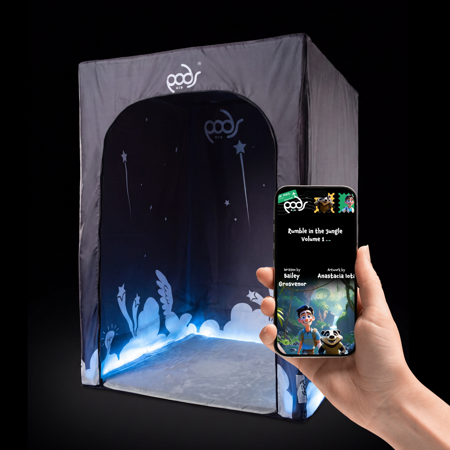 PODSgo Blackout Adventure Bundle – kids' portable pop-up blackout sensory play tent by PODS Play