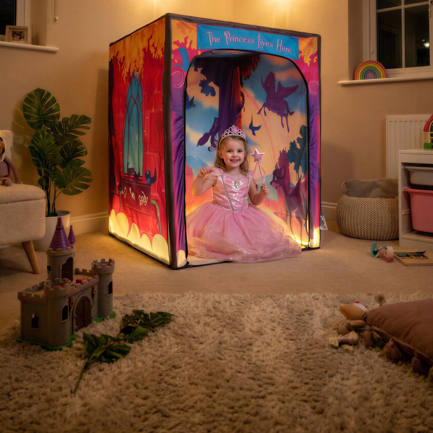 Magical Princess Palace PODSgo pop up play tent in a playroom, view 2