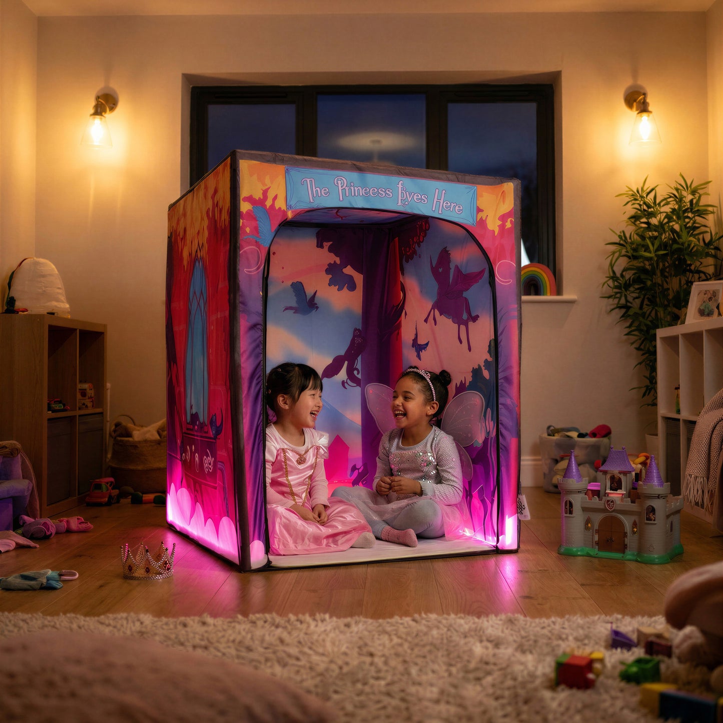 Magical Princess Palace PODSgo pop up play tent in a playroom, view 3