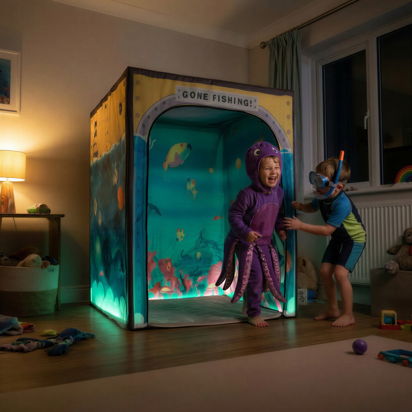 Sub Aqua Quest PODSgo pop up play tent in a living room, view 5