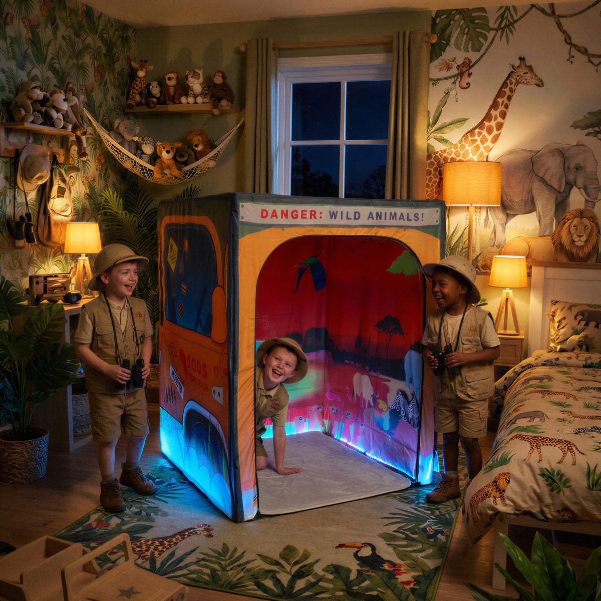 Sunset Savanna Safari PODSgo pop up play tent in a child bedroom, view 5