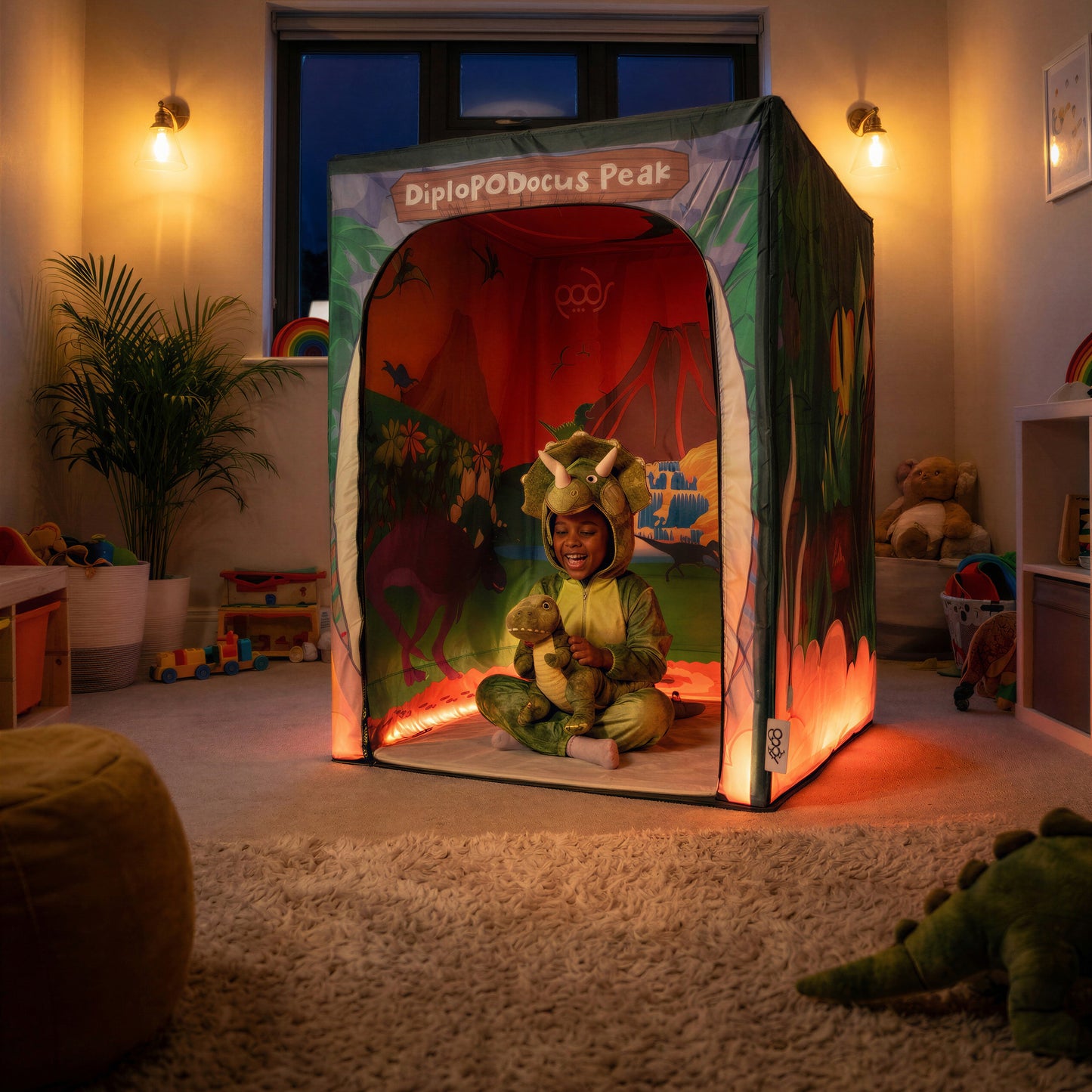 Walking With Dinosaurs PODSgo pop up play tent in a playroom, view 2